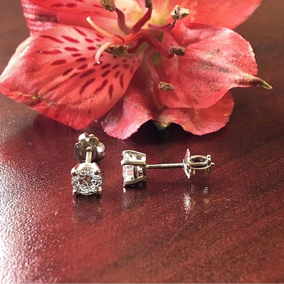 1.4 Carat D-E Color Lab Grown Diamond Stud Earrings in 14k White Gold - Picture 4 of 6